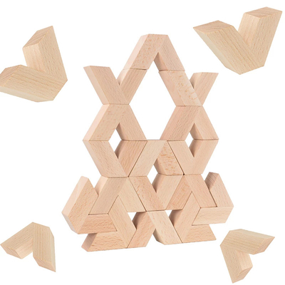 16pcs V dão forma a blocos de empilhamento educacionais de madeira de Unpaint Montessori do grande bebê de madeira natural dos brinquedos dos blocos de apartamentos 3D a