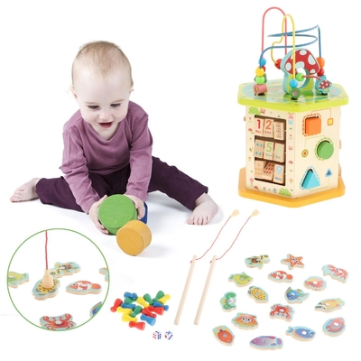 Cubo de madeira da atividade de Montessori grande para o infante do bebê das crianças do ano novo