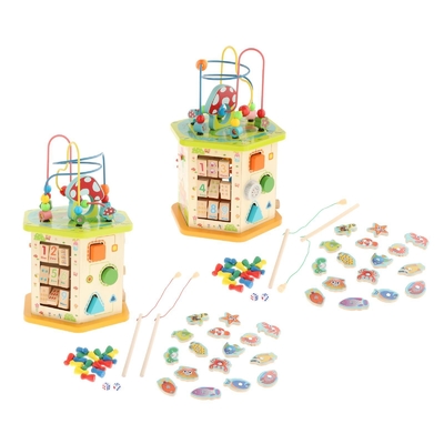 Cubo de madeira da atividade de Montessori grande para o infante do bebê das crianças do ano novo