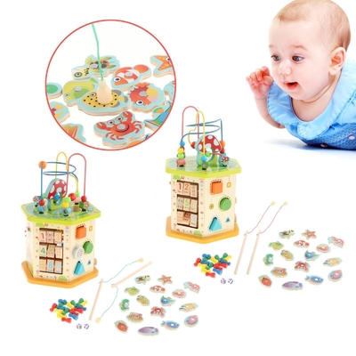 Cubo de madeira da atividade de Montessori grande para o infante do bebê das crianças do ano novo