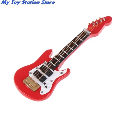Guitarra elétrica da música diminuta da casa de boneca do 1:12 para crianças Toy House Decor musical