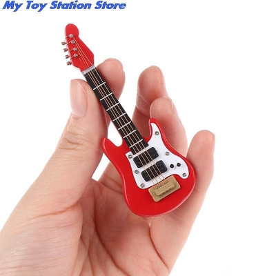 Guitarra elétrica da música diminuta da casa de boneca do 1:12 para crianças Toy House Decor musical