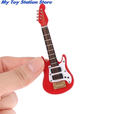 Guitarra elétrica da música diminuta da casa de boneca do 1:12 para crianças Toy House Decor musical