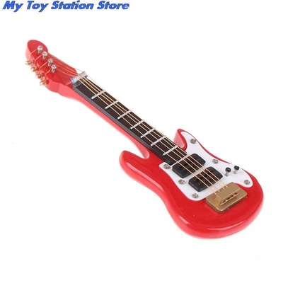 Guitarra elétrica da música diminuta da casa de boneca do 1:12 para crianças Toy House Decor musical
