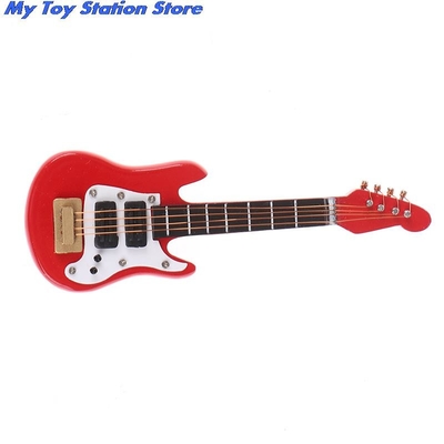Guitarra elétrica da música diminuta da casa de boneca do 1:12 para crianças Toy House Decor musical
