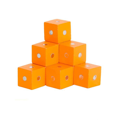 Blocos magnéticos 10pc 2X2X2cm do arco-íris quadrado educacional do cubo de madeira