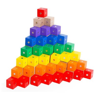 Blocos magnéticos 10pc 2X2X2cm do arco-íris quadrado educacional do cubo de madeira
