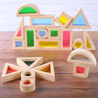 Blocos de apartamentos educacionais acrílicos do arco-íris 24pcs para o presente das crianças
