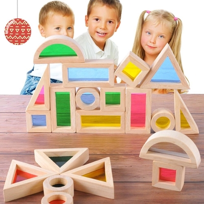 Blocos de apartamentos educacionais acrílicos do arco-íris 24pcs para o presente das crianças