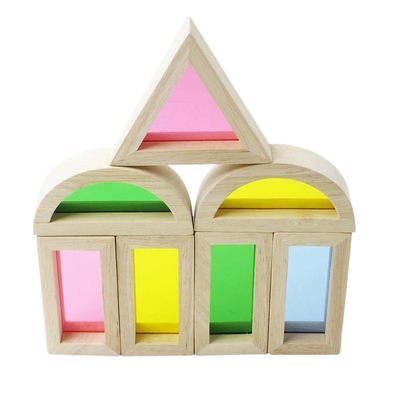 Blocos de apartamentos educacionais acrílicos do arco-íris 24pcs para o presente das crianças