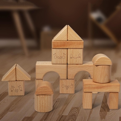Madeira maciça que empilha o bloco Toy Shape Cognition DIY para crianças das crianças