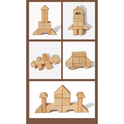 Madeira maciça que empilha o bloco Toy Shape Cognition DIY para crianças das crianças
