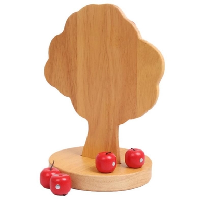 Os brinquedos de madeira do bebê de Montessori da árvore de Apple para crianças escolhem o fruto educacional