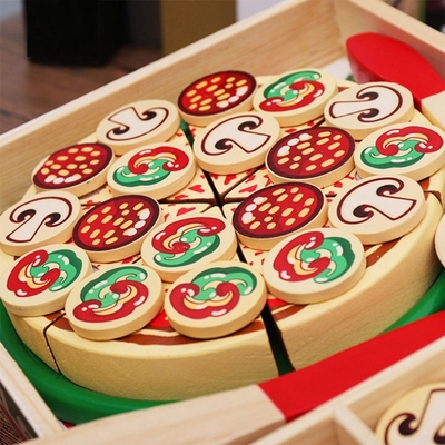 64 PCes fingem a pizza de madeira Toy For Children Food Cooking do jogo
