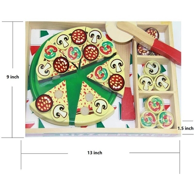 64 PCes fingem a pizza de madeira Toy For Children Food Cooking do jogo