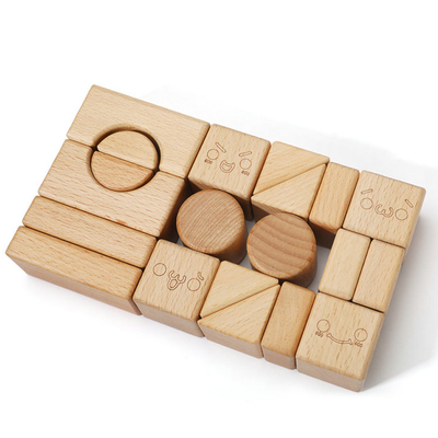 brinquedos de madeira Montessori natural dos blocos de Burlywood da faia 20pcs que aprende a educação