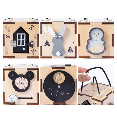 Placa ocupada de madeira unisex de Montessori das crianças para habilidades de motor finas Trave