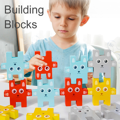 Animal de Montessori das crianças que empilha jogos de equilíbrio de Jenga do coelho dos brinquedos dos blocos