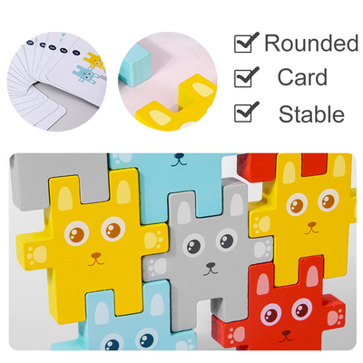 Animal de Montessori das crianças que empilha jogos de equilíbrio de Jenga do coelho dos brinquedos dos blocos