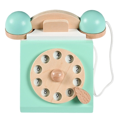 Telefone retro Playset Toy For Children educacional de madeira da simulação