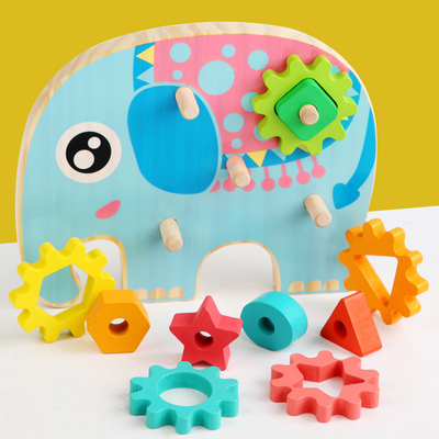 Projeto animal de Owl Gear Block Wood Creative do elefante inteligente