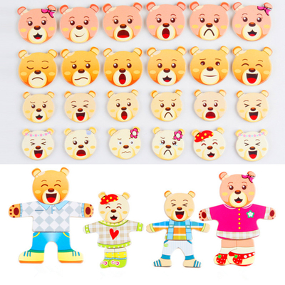 vestido animal de madeira do urso do coelho dos desenhos animados dos enigmas de serra de vaivém 72pcs