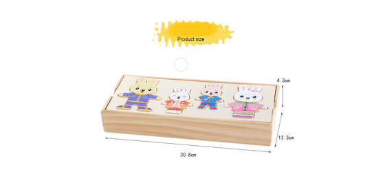 vestido animal de madeira do urso do coelho dos desenhos animados dos enigmas de serra de vaivém 72pcs