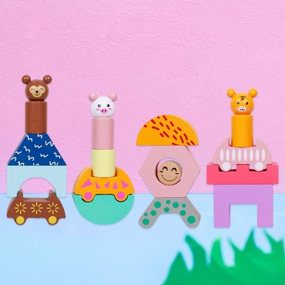 O caminhão de madeira do trem dá forma a DIY Toy For Preschool Toddler educacional