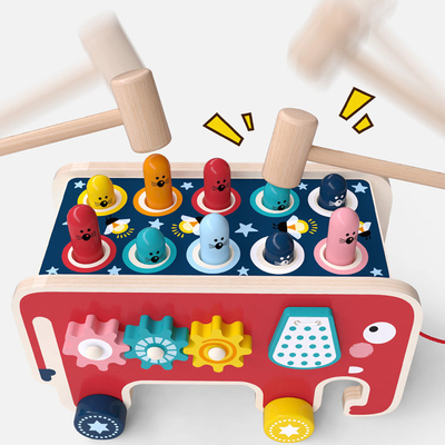 O martelo de madeira de 2 malhos brinca meninas de Burr Free For Toddler Boys