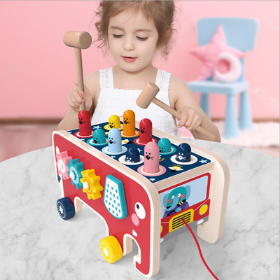 O martelo de madeira de 2 malhos brinca meninas de Burr Free For Toddler Boys