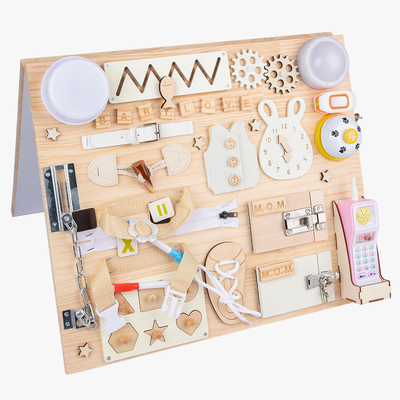 Brinquedos de madeira DIY da placa ocupada feito a mão educacional adiantada de Montessori para crianças