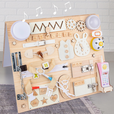 Brinquedos de madeira DIY da placa ocupada feito a mão educacional adiantada de Montessori para crianças