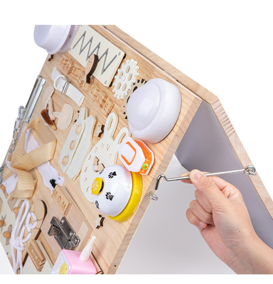 Brinquedos de madeira DIY da placa ocupada feito a mão educacional adiantada de Montessori para crianças
