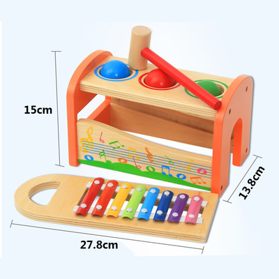 Tabela de madeira da percussão do arco-íris dos desenhos animados para a educação adiantada das crianças