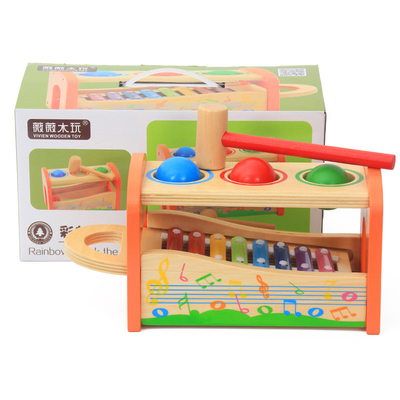 Tabela de madeira da percussão do arco-íris dos desenhos animados para a educação adiantada das crianças