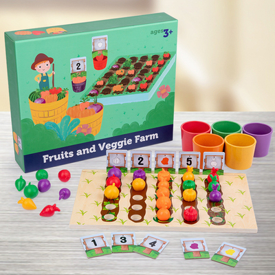 Da cor vegetal de madeira do fruto da exploração agrícola das crianças classificação cognitiva interativa