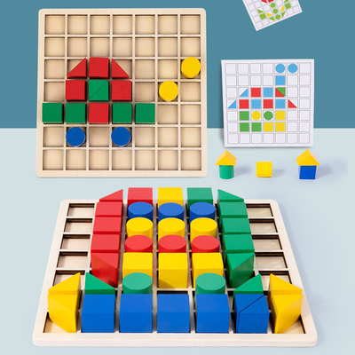 Crianças de ensino de Montessori do enigma de madeira criativo do bloco cedo educacionais