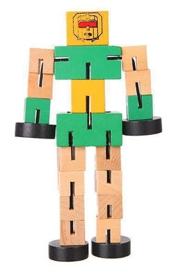 Modelo do jogo da mão do bloco de Toy Puzzle Deformed Wooden Robot das crianças