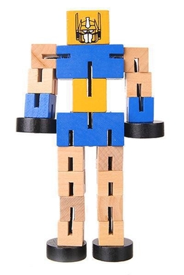 Modelo do jogo da mão do bloco de Toy Puzzle Deformed Wooden Robot das crianças