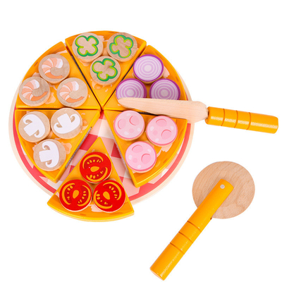 Alimento que cozinha a pizza de madeira Toy Fruit Vegetable With Tableware da simulação