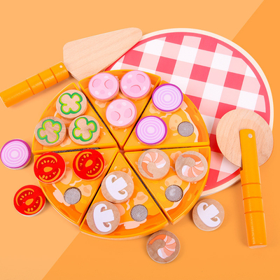 Alimento que cozinha a pizza de madeira Toy Fruit Vegetable With Tableware da simulação