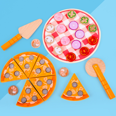 Alimento que cozinha a pizza de madeira Toy Fruit Vegetable With Tableware da simulação