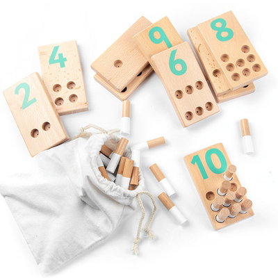 Montessori de madeira Digital que aprende a cognição das Digitas das crianças da placa 1,6 do prego