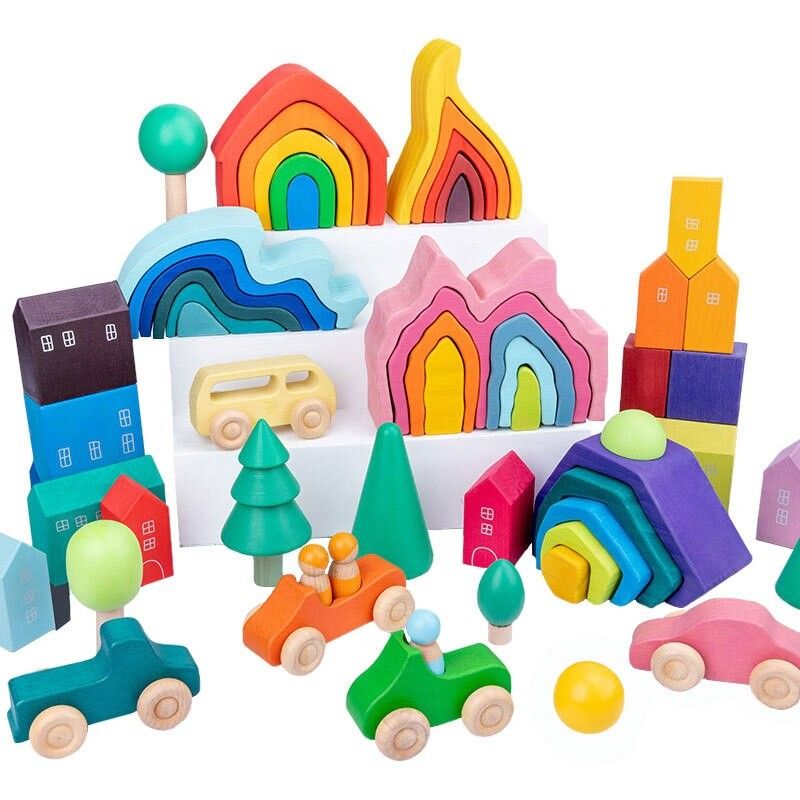 A rocha de madeira de Coral Earth Wooden Blocks Toys ajustou o brinquedo de madeira natural de equilíbrio dos blocos