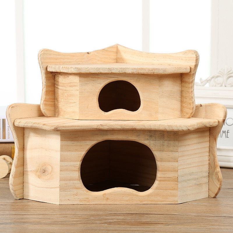 Casa pequena de madeira da cor bege do OEM para o hamster