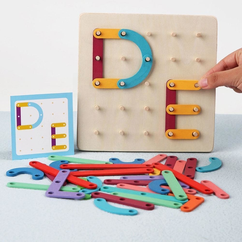 Educação de madeira educacional Toy Toy Jigsaw Board Game Child do enigma da placa do prego da educação adiantada de madeira geométrica de Montessori