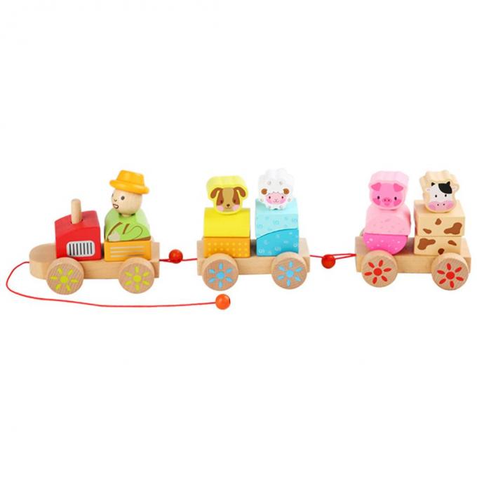 O caminhão de madeira do trem dá forma ao brinquedo educacional de DIY para crianças prées-escolar da criança