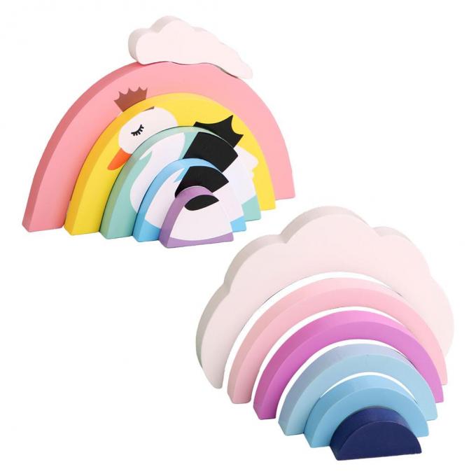 Blocos de apartamentos coloridos, arco-íris educacional 6 partes de Toy Brick para as meninas recém-nascidas