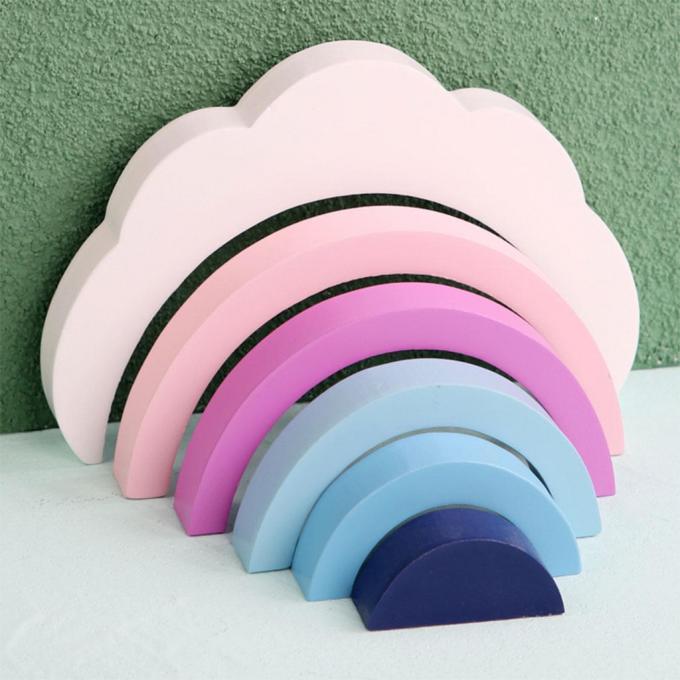 Blocos de apartamentos coloridos, arco-íris educacional 6 partes de Toy Brick para as meninas recém-nascidas