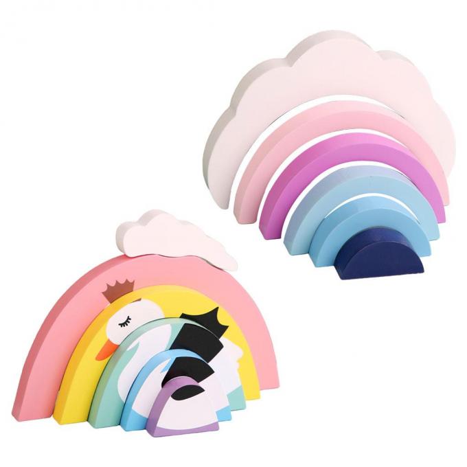 Blocos de apartamentos coloridos, arco-íris educacional 6 partes de Toy Brick para as meninas recém-nascidas